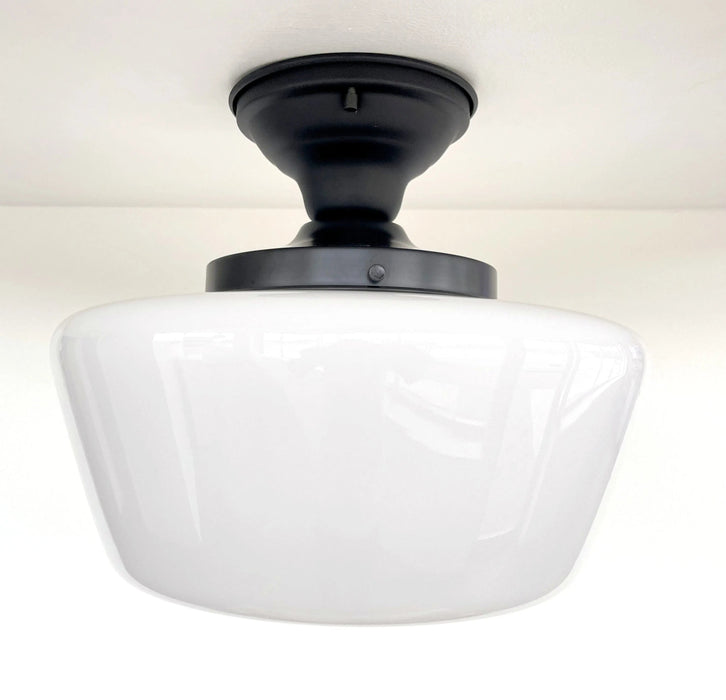 Large Schoolhouse Milk Glass LIGHT Fixture - Sweatfully