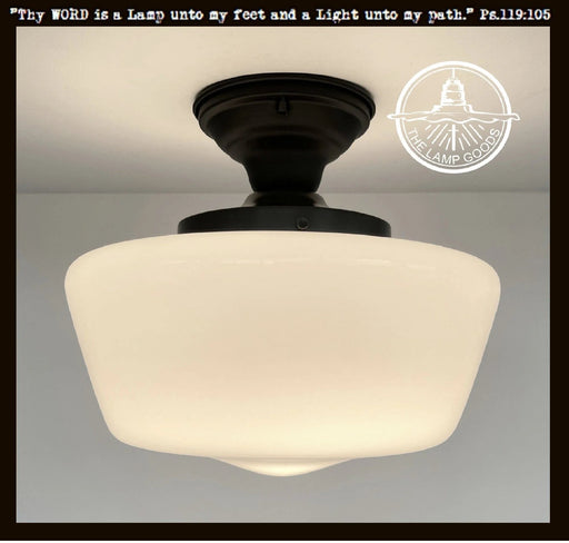Large Schoolhouse Milk Glass LIGHT Fixture - Sweatfully