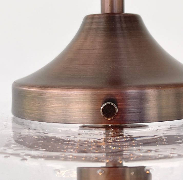 BRUSHED COPPER SEEDED Glass Shade Pendant Light - Sweatfully