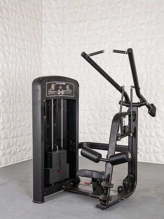 Elite Selectorized Lat Pulldown - Muscle D Fitness - Commercial Adjustable Seated Pin Selectorized Lat Pull-Down - Sweatfully