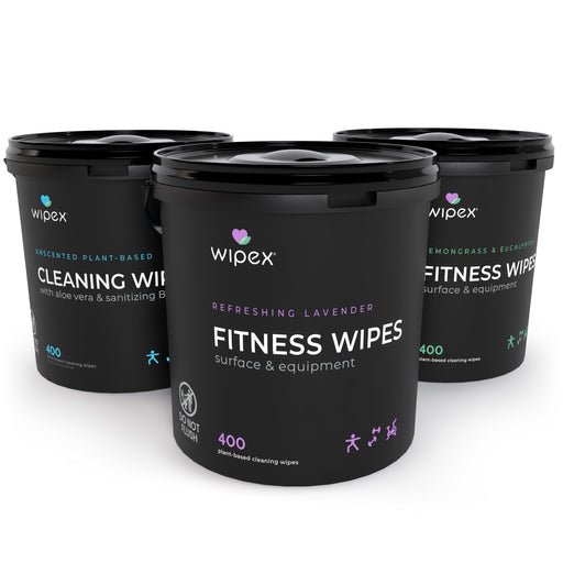 Wipex 400 Yoga Mat Wipes | Natural | Plant-based | For Fitness & Yoga Gear, Chiropractic, Massage Tables - Sweatfully