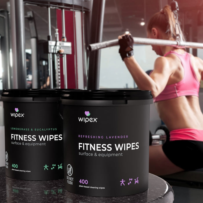 Wipex Natural Gym Wipes Starter Bundle | Dispenser Bucket with Refill | Plant-Based Wipes for Fitness Equipment - Sweatfully