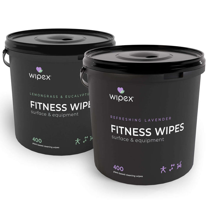 Wipex Natural Gym Wipes Starter Bundle | Dispenser Bucket with Refill | Plant-Based Wipes for Fitness Equipment - Sweatfully