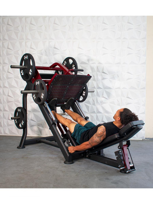Pro Strength Linear Bearing Leg Press - Muscle D Fitness - Adjustable Back Pad - Plate Loaded - Sweatfully