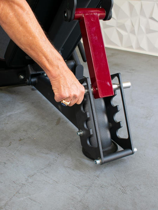 Pro Strength Linear Bearing Leg Press - Muscle D Fitness - Adjustable Back Pad - Plate Loaded - Sweatfully