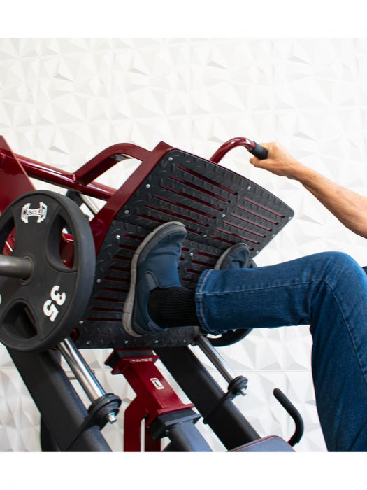 Pro Strength Linear Bearing Leg Press - Muscle D Fitness - Adjustable Back Pad - Plate Loaded - Sweatfully