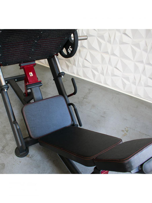 Pro Strength Linear Bearing Leg Press - Muscle D Fitness - Adjustable Back Pad - Plate Loaded - Sweatfully