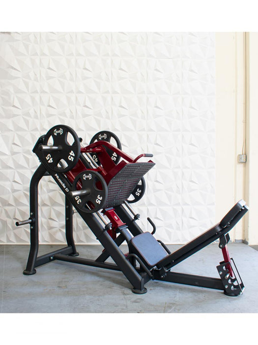Pro Strength Linear Bearing Leg Press - Muscle D Fitness - Adjustable Back Pad - Plate Loaded - Sweatfully