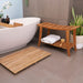 Taipei Natural Teak Shower and Bath Curved Spa Bench with Shelf - Sweatfully