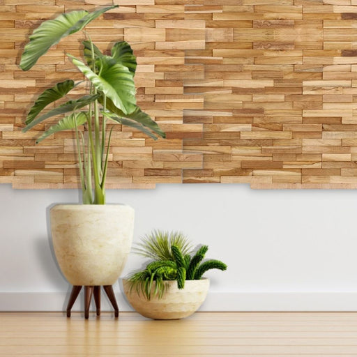 Clearwater Natural Teak 3D Wall Panels - (13 sq ft) - Sweatfully