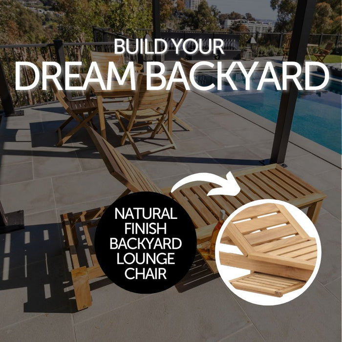 Cancun Natural Teak Outdoor Chaise Lounger with Side Table - Sweatfully