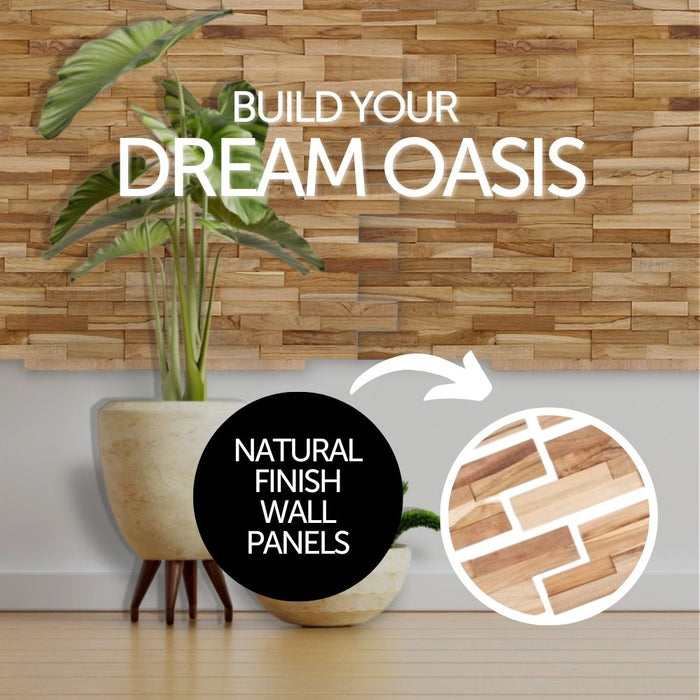 Clearwater Natural Teak 3D Wall Panels - (13 sq ft) - Sweatfully