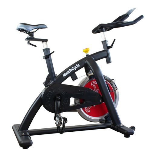 Stationary Exercise Bike - Muscle D Fitness - Commercial Grade Stationary Bike with Device Holder - Sweatfully