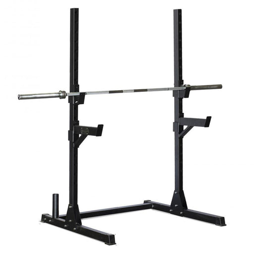 Compact Squat Stand - Muscle D Fitness - Adjustable Safety Guards - Vertical Bar Storage - Home Gym - Sweatfully
