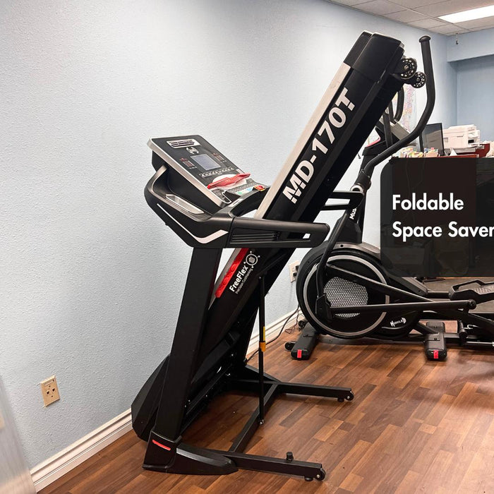 Light Commercial Treadmill - Muscle D Fitness - LED Display - Heart Rate Monitor - Cup Holder - Adjustable Speed and Incline - Sweatfully