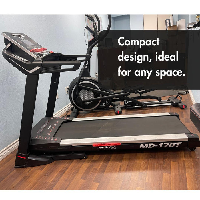 Light Commercial Treadmill - Muscle D Fitness - LED Display - Heart Rate Monitor - Cup Holder - Adjustable Speed and Incline - Sweatfully