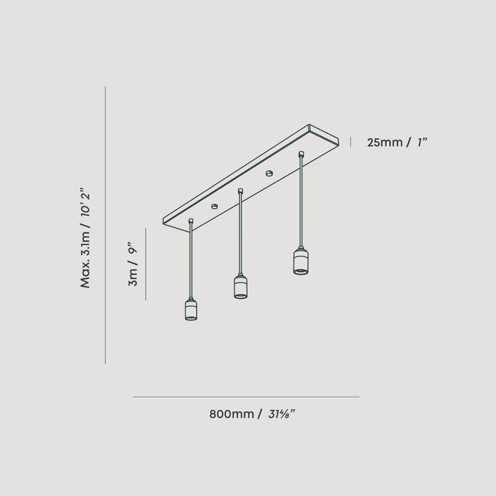 Linear Triple Pendant in Brass - Sweatfully