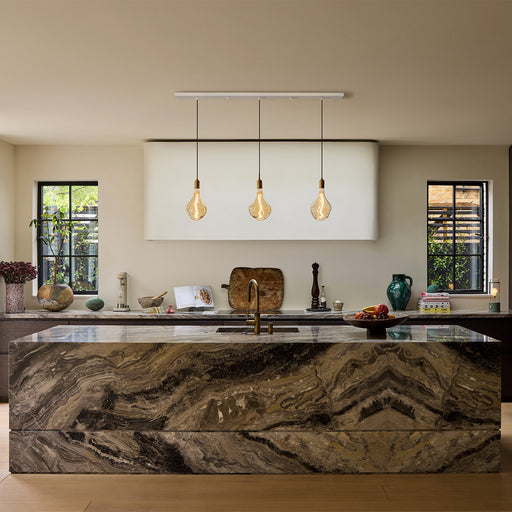 Linear Triple Pendant in Brass + Voronoi II - Sweatfully