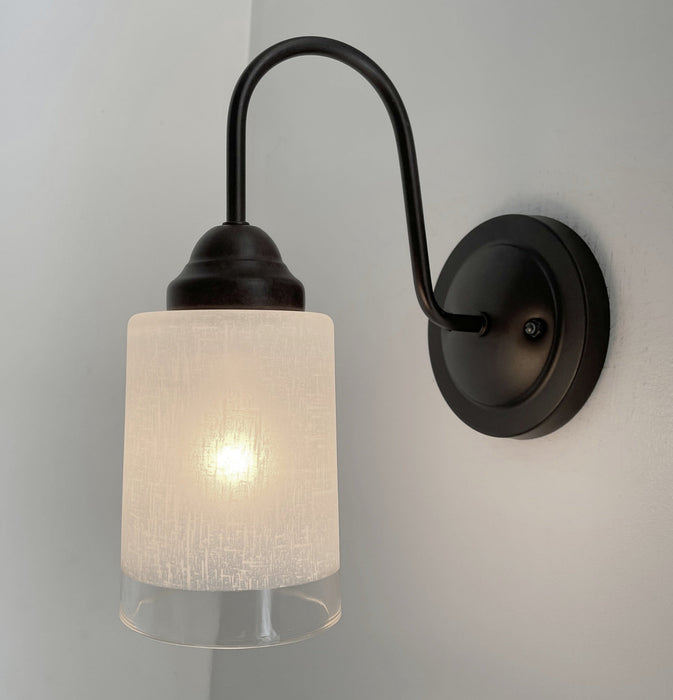Modern Farmhouse Linen & Clear Glass Wall Sconce Lighting - Sweatfully