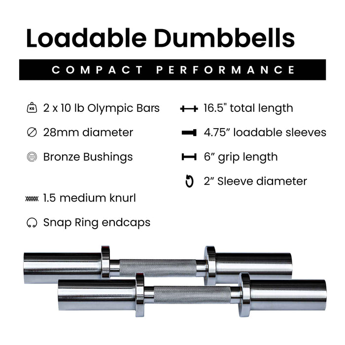 Loadable Dumbbell Bars - Pair - Sweatfully