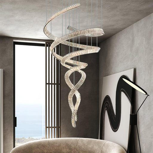 Long Spiral Crystal Chandelier - Sweatfully