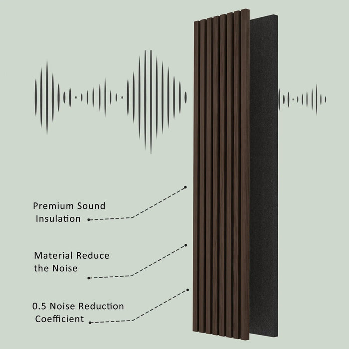 Luxury Smoked Walnut Acoustic Solid Wood Slat Wall Panels ( 2 Panels Per Box） - Sweatfully