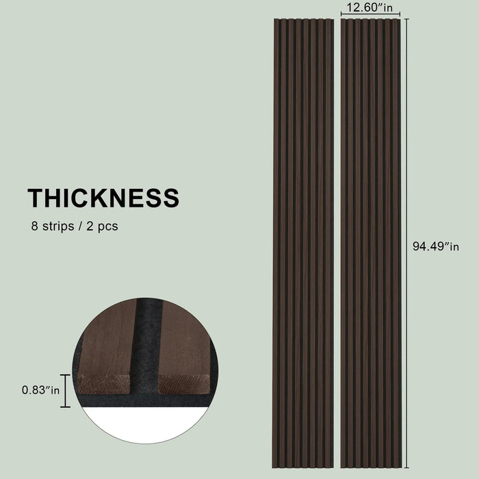 Luxury Smoked Walnut Acoustic Solid Wood Slat Wall Panels ( 2 Panels Per Box） - Sweatfully
