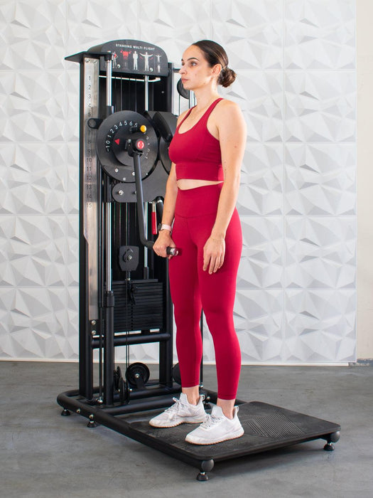 Muscle-Flight Trainer - Muscle D Fitness - Heavy Base - Adjustable Height and Range of Motion - Selectorized - Sweatfully