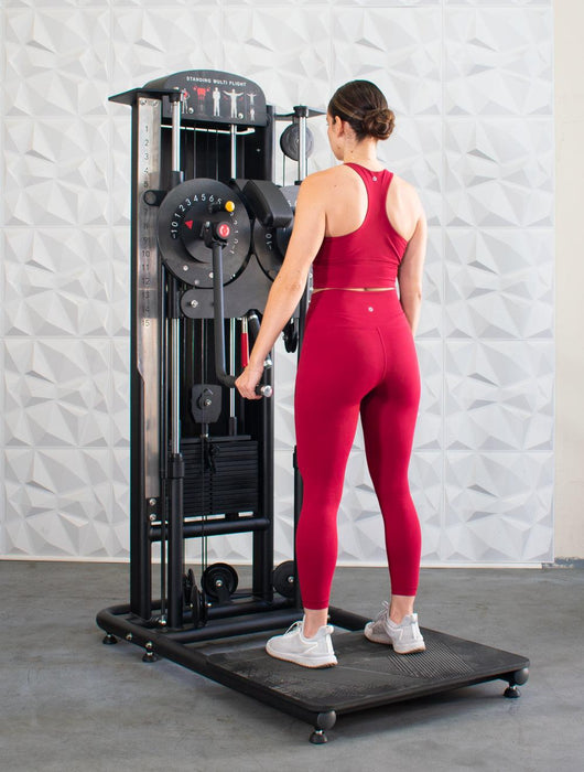 Muscle-Flight Trainer - Muscle D Fitness - Heavy Base - Adjustable Height and Range of Motion - Selectorized - Sweatfully