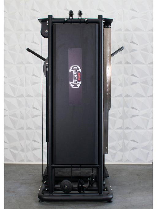 Muscle-Flight Trainer - Muscle D Fitness - Heavy Base - Adjustable Height and Range of Motion - Selectorized - Sweatfully