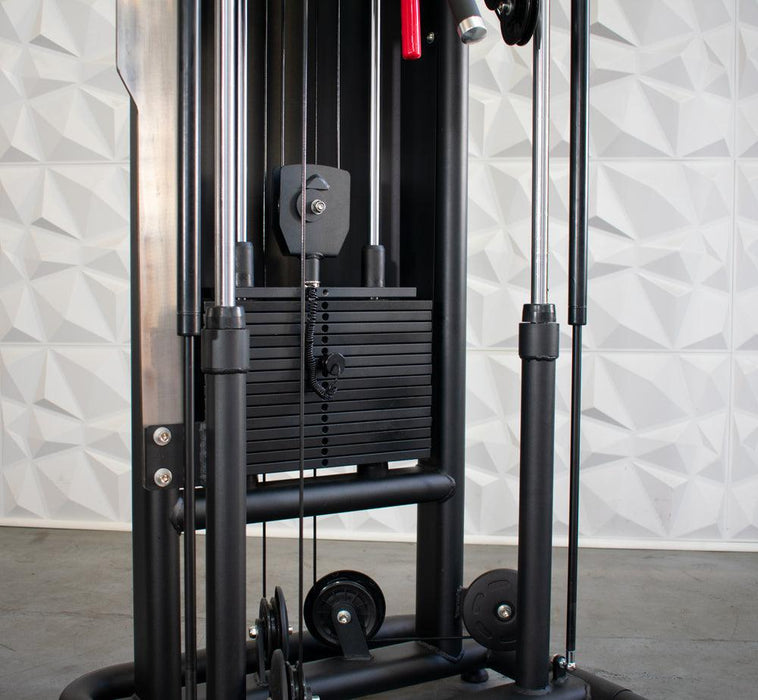 Muscle-Flight Trainer - Muscle D Fitness - Heavy Base - Adjustable Height and Range of Motion - Selectorized - Sweatfully