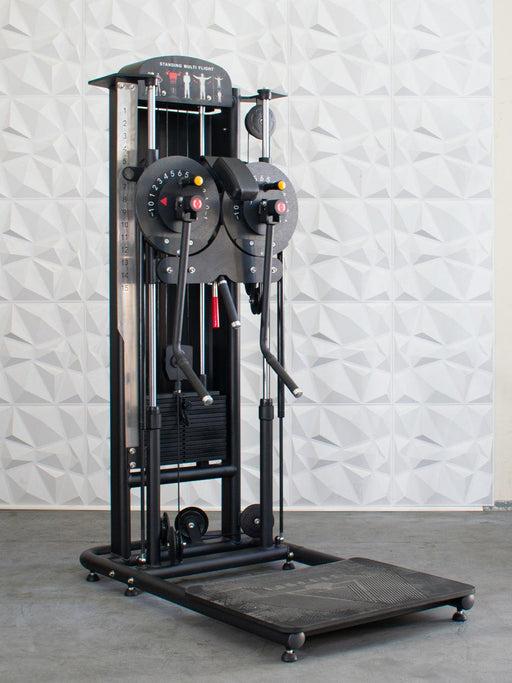 Muscle-Flight Trainer - Muscle D Fitness - Heavy Base - Adjustable Height and Range of Motion - Selectorized - Sweatfully