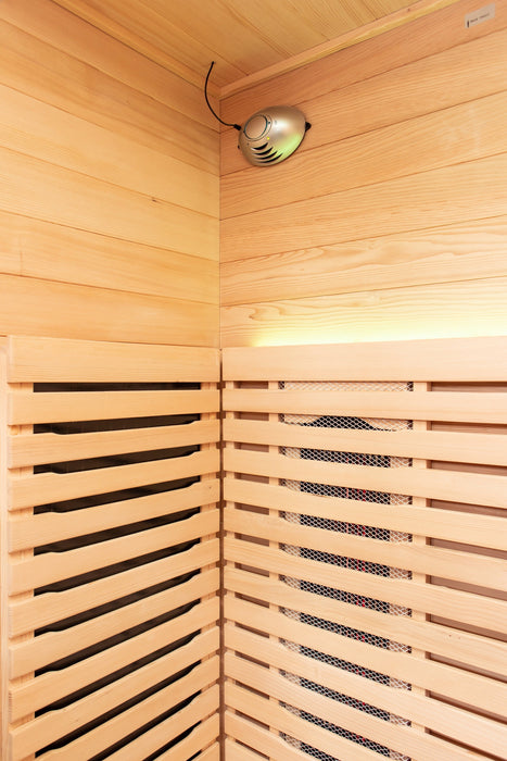 Peak Saunas Shasta 1-Person Indoor Full Spectrum Infrared Sauna with XL Medical-Grade Red Light Therapy & Smart WiFi App Control - Sweatfully