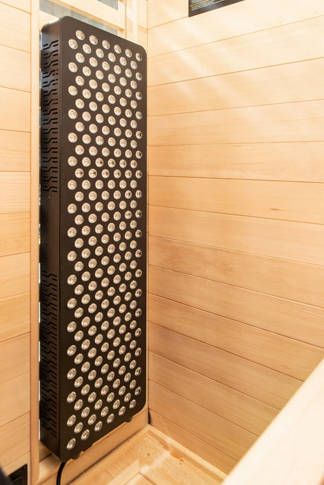 Peak Saunas Shasta 1-Person Indoor Full Spectrum Infrared Sauna with XL Medical-Grade Red Light Therapy & Smart WiFi App Control - Sweatfully