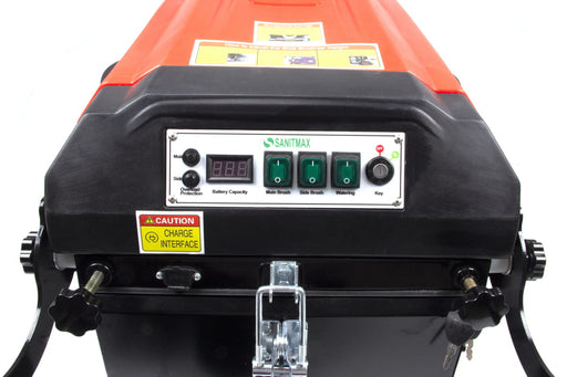 SM1050B 41.3" Battery Powered Walk-behind Floor Sweeper with Water Sprinklers, Triple Brushes - Sweatfully