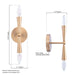 Mizu Mid-Century Modern Gold 2-Light Wall Sconce Light - Sweatfully