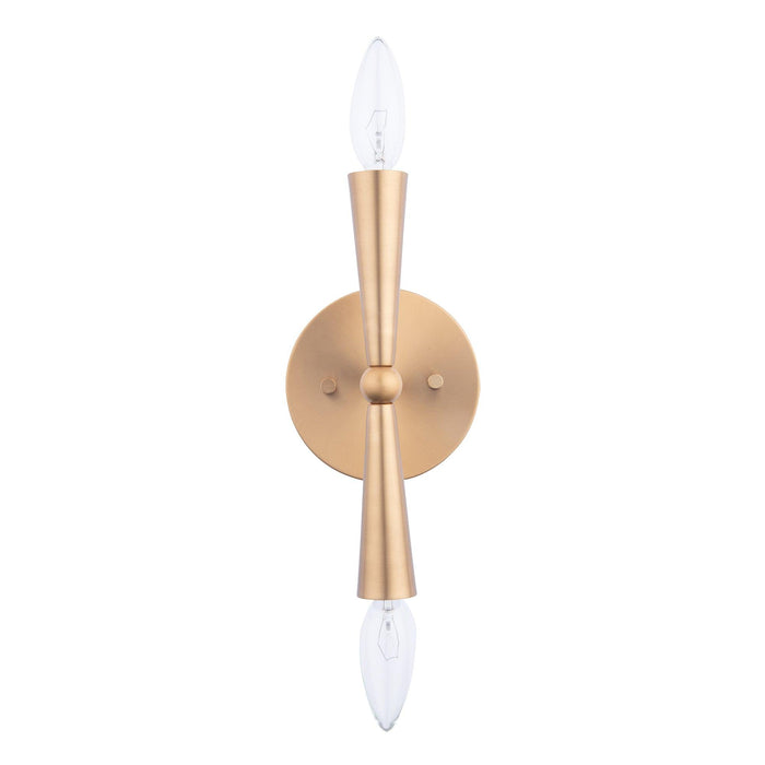 Mizu Mid-Century Modern Gold 2-Light Wall Sconce Light - Sweatfully