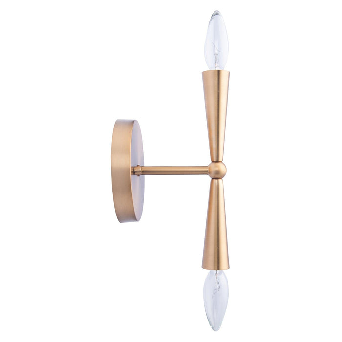 Mizu Mid-Century Modern Gold 2-Light Wall Sconce Light - Sweatfully