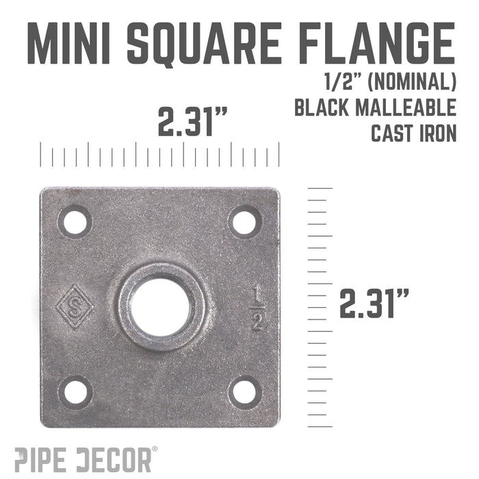 1/2 in. Black Square Mini Flange - Sweatfully