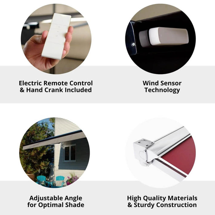 Multiple Awnings Brasilia Europa Premium Outdoor Electric Retractable Sun Shade Awning With White Frame (SAK63824) - Sweatfully