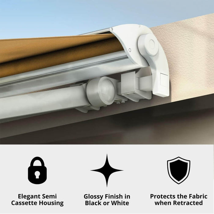 Multiple Awnings Brasilia Europa Premium Outdoor Electric Retractable Sun Shade Awning With White Frame (SAK63824) - Sweatfully