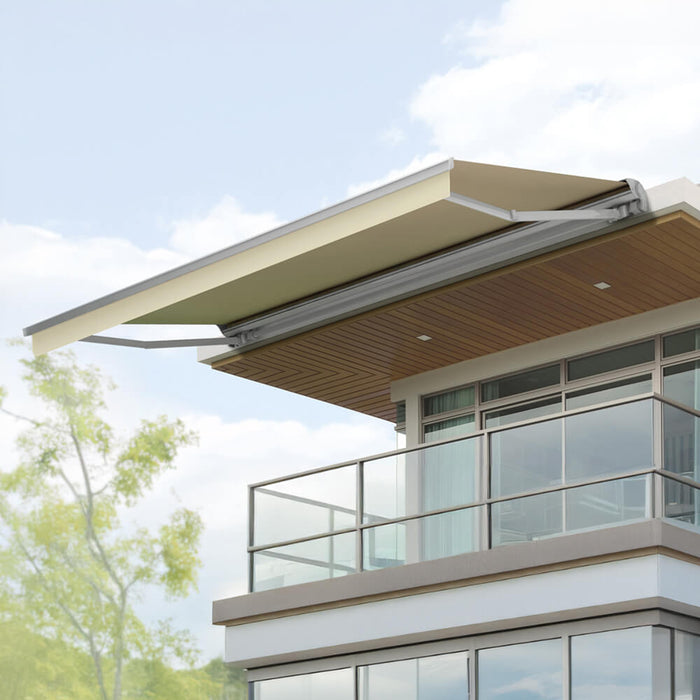 Multiple Awnings Brasilia Europa Premium Outdoor Electric Retractable Sun Shade Awning With White Frame (SAK63824) - Sweatfully