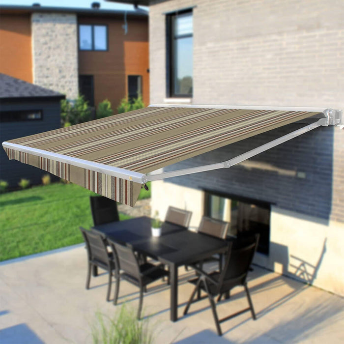 Multiple Awnings Brasilia Europa Premium Outdoor Electric Retractable Sun Shade Awning With White Frame (SAK63824) - Sweatfully