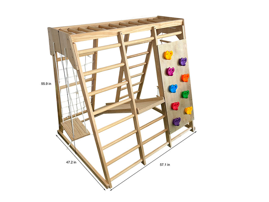 Magnolia 7-in-1 Real Wood Playset | Indoor & Outdoor Climbing Gym for Kids - Sweatfully
