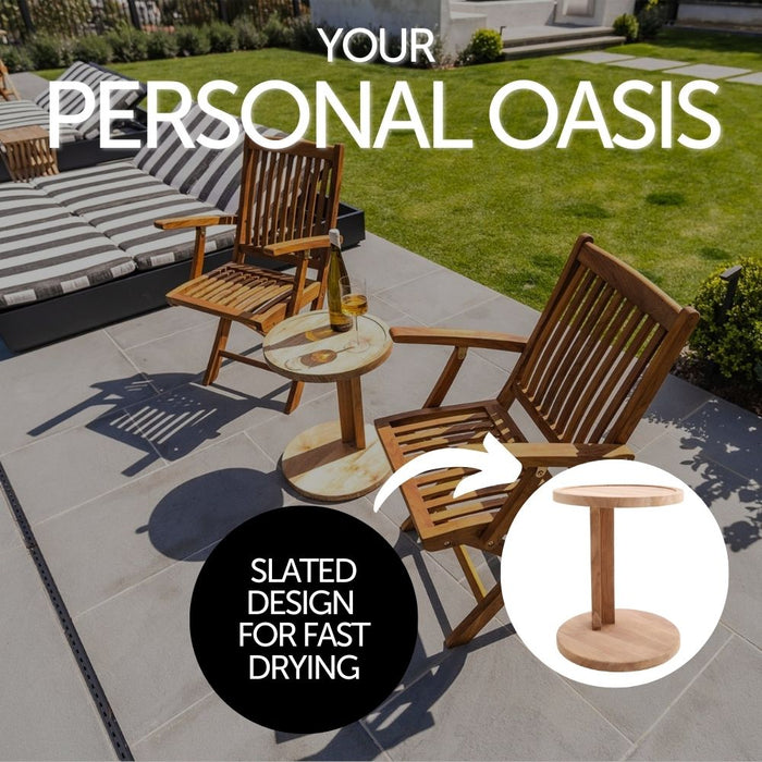 Cabo Natural Teak C Shaped Side Table - Sweatfully