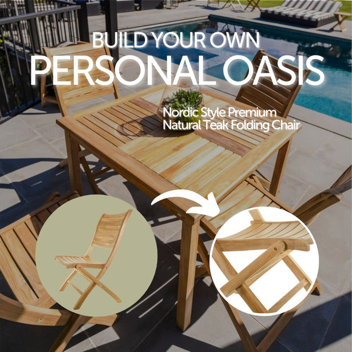 Naples Natural Teak Outdoor Patio Folding Chair - Sweatfully