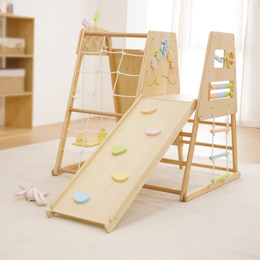 Avenlur Cherry 5-in-1 Wooden Indoor Climber – Montessori Play Gym for Toddlers & Kids - Sweatfully