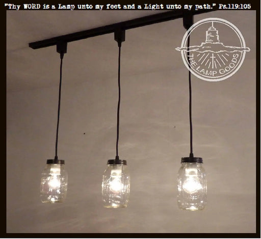 Mason Jar Track Lighting PENDANT Trio - Sweatfully