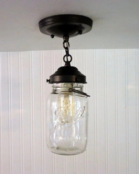 Vintage Mason Jar Ceiling LIGHT With Chain - Sweatfully