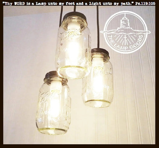 Mason Jar CHANDELIER Pendant Light Trio - Sweatfully